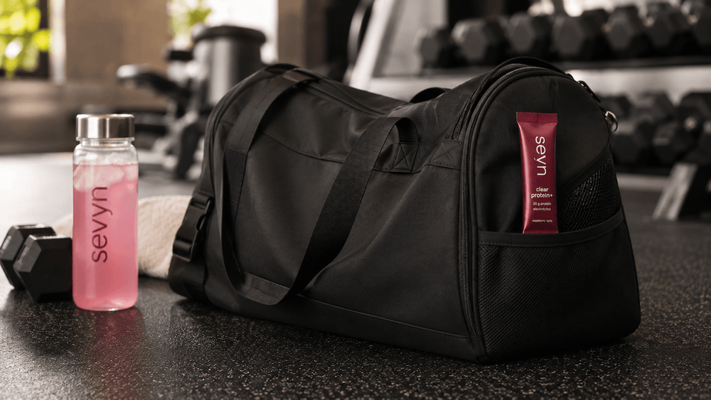 Gym bag with a stick pack in the side pocket